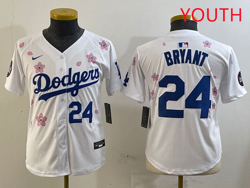 Youth Los Angeles Dodgers #24 Bryant White Sakura Edition 2025 Nike MLB Jersey style 8->women mlb jersey->Women Jersey